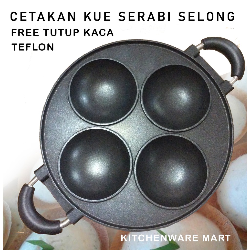 Cetakan kue serabi teflon apem selong , cetakan apem isi 4