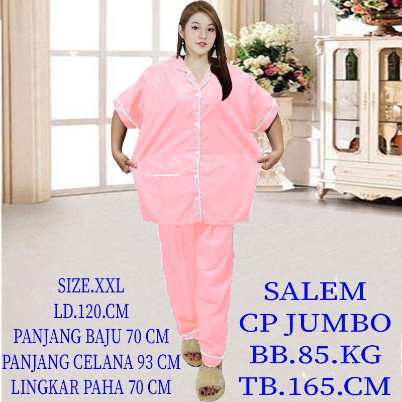 ISANNY PIYAMA SET JUMBO SIZE.XXL/SATEN EMBOS JUMBO CP/PYAMA DEWASA/READY 20 WARNA