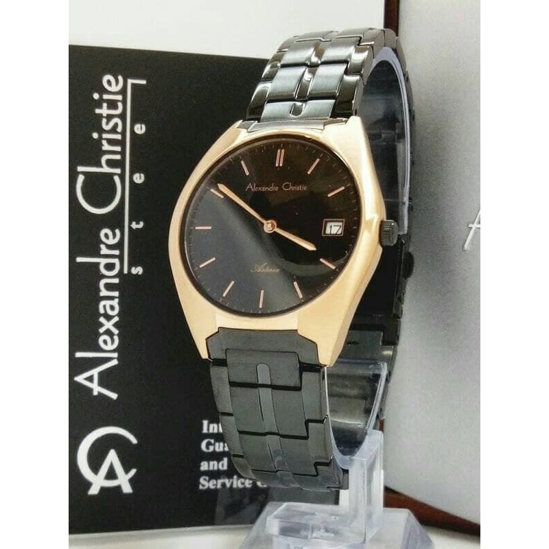 JAM TANGAN WANITA ALEXANDRE CHRISTIE AC 8521 ROSEGOLD BLACK ORIGINAL GARANSI RESMI 1 TAHUN