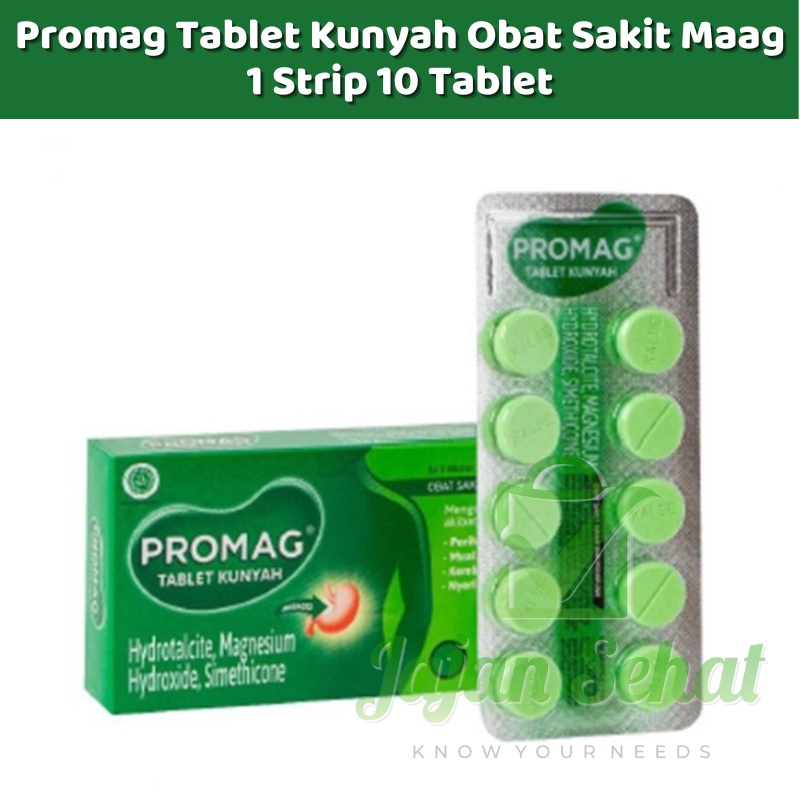 Promag Tablet Kunyah Obat Sakit Maag 1 Strip 10 Tablet