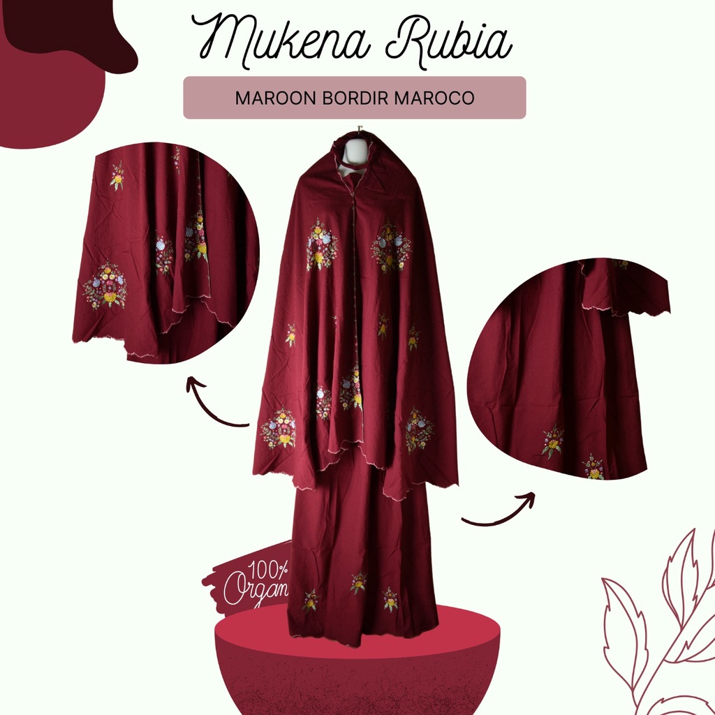 Mukena jumbo dewasa bordir RuBiA / MUKENA RUBIA PREMIUM  pola butik