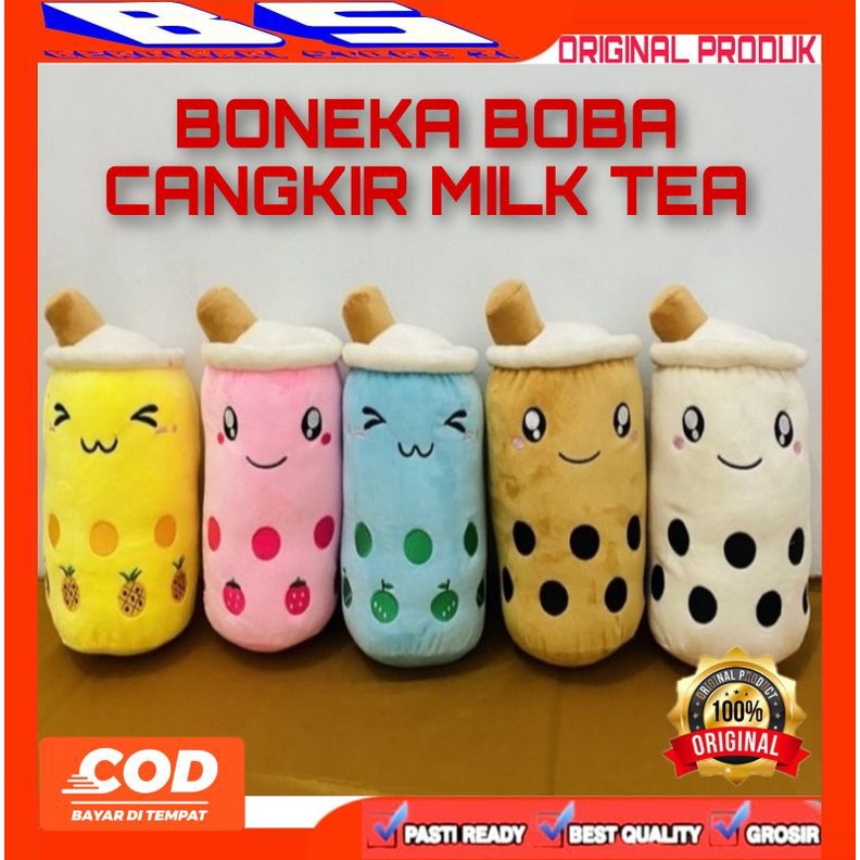 Boneka Boba Cangkir Milk Tea Tinggi 30cm Berlabel SNI