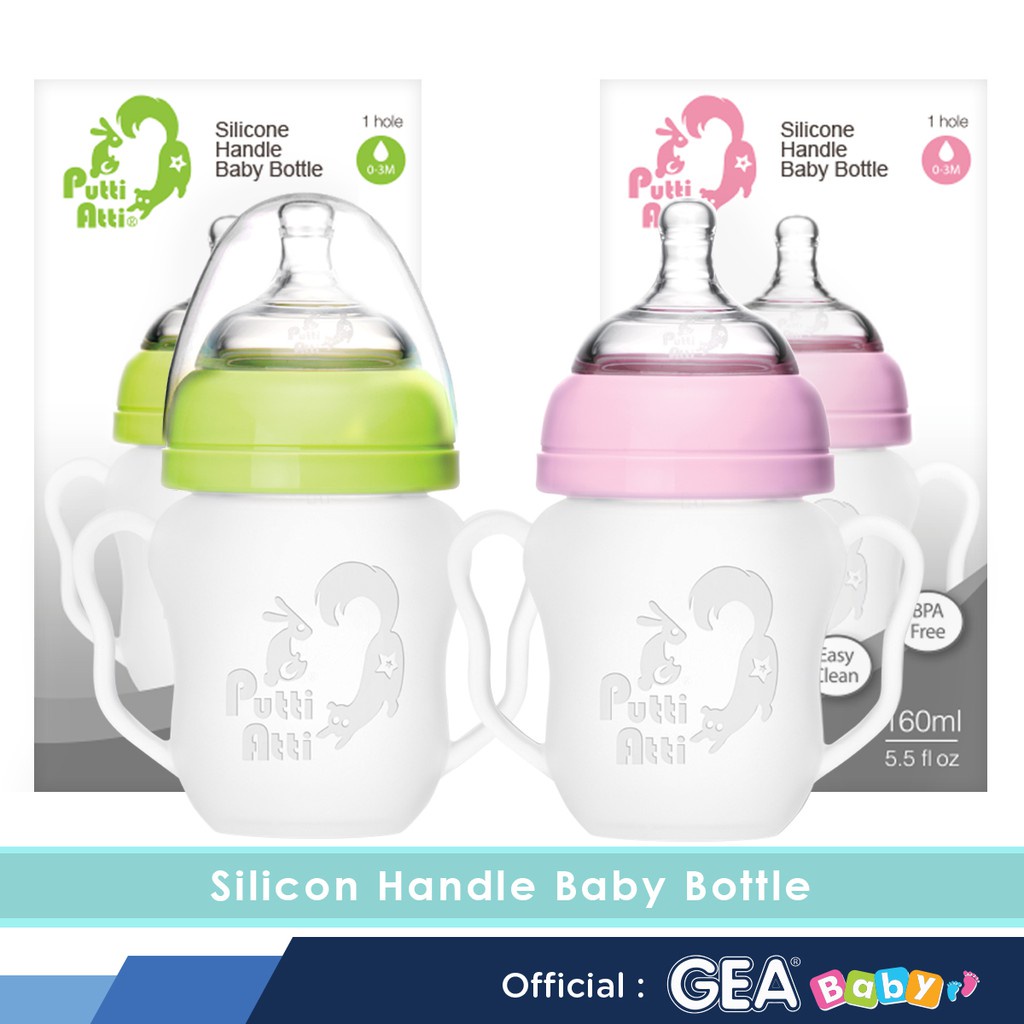 Putti Atti Silicone Handle Baby Bottle 160ml - Botol Susu Bayi Silikon Handle