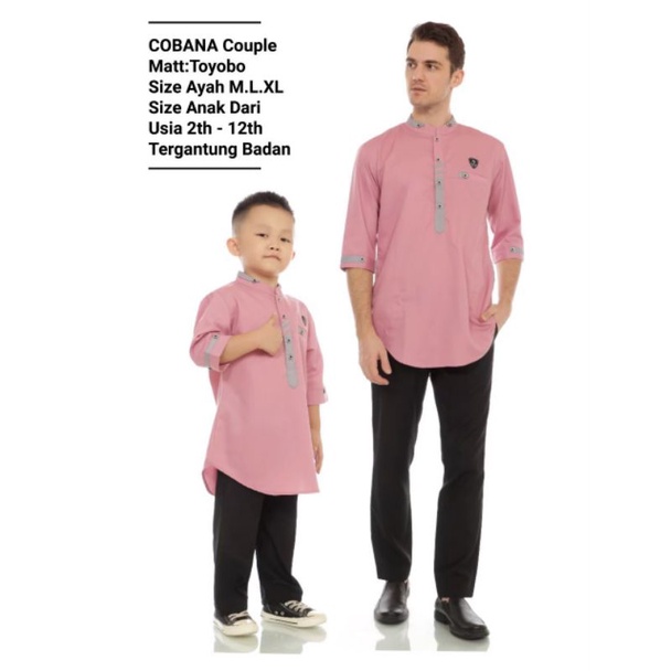 baju koko cauple pakistan new lilac premium original cobana/baju koko ayah dan anak warna lilac