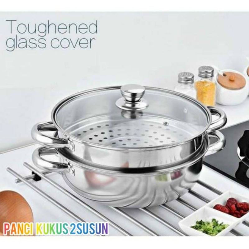 PANCI KUKUS 2 SUSUN STAINLESS DUOBLE PAN LANGSENG/DANGDANG STEAMER