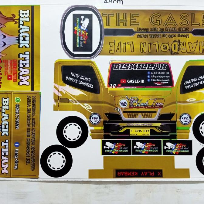 !!!!!!] stiker pola mobilan truk oleng /black time new size 48 cm