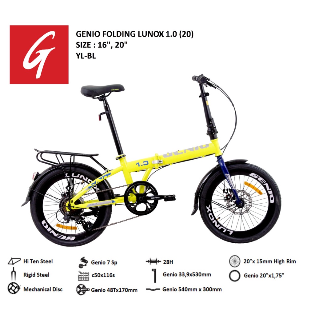 Sepeda Lipat Genio Lunox 1.0 size 16 dan 20 khusus wilayah luar jadetabek JNE cargo atau sicepat-2