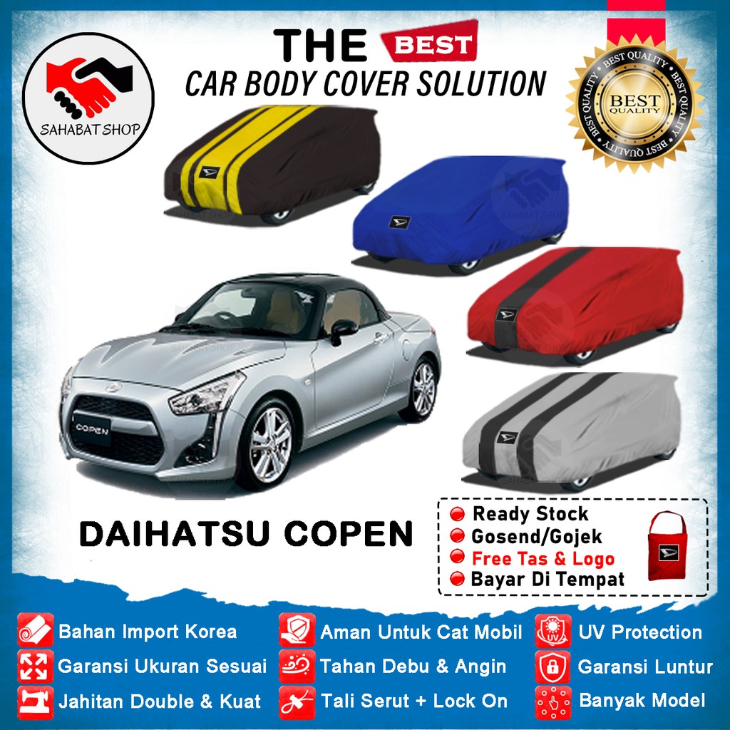 Sahabat Body Cover Mobil Copen / Sarung Penutup Daihatsu Copen Outdoor 2015 2016 2017 2018 2019 / Selimut Mantel Tutup Mantol Jas Kerudung Kerodong Kelambu Terpal Bungkus Mobil Sedan Copen Anti Air Waterproof Model Biru