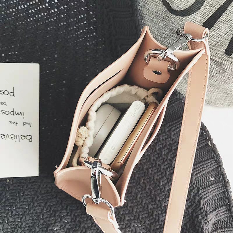 Tas tangan impor wanita lucu selempang bahan kulit sentetis handbag murah 2 in 1