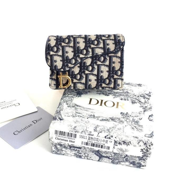 C Dior Saddle Flap Wallet Oblique Canvas