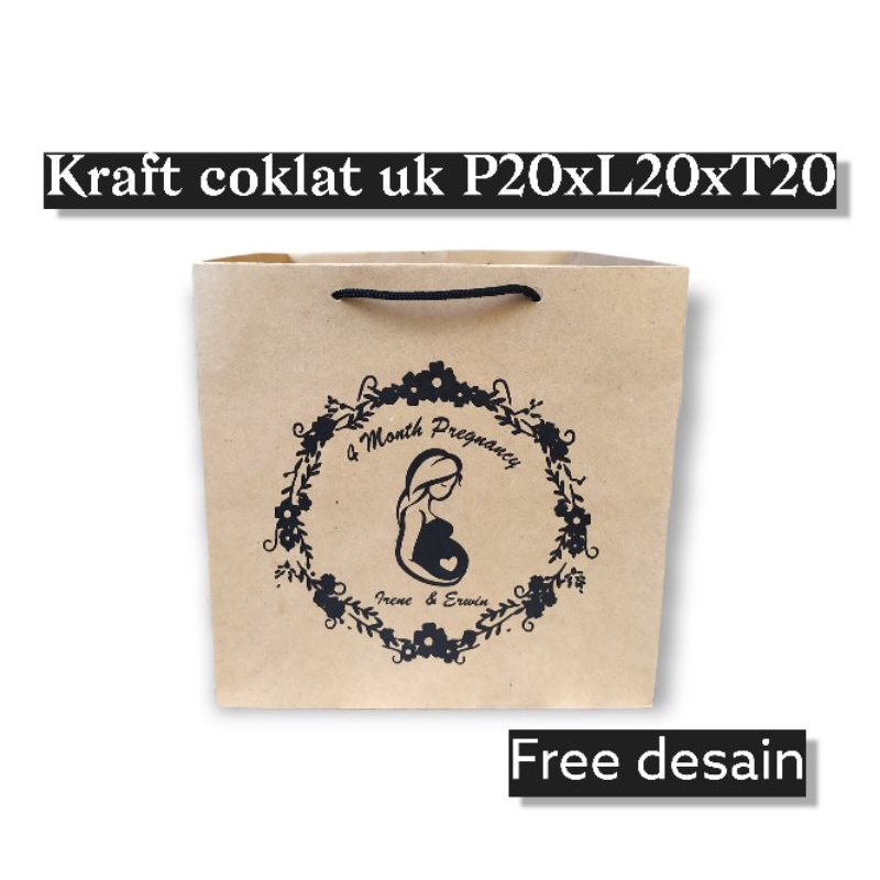 

Paperbag kraft coklat/putih 150gsm P20xL20xT20 utk box 18x18 FREE DESAIN
