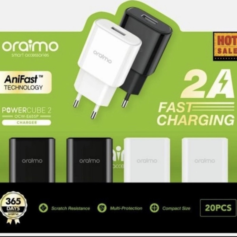 Oraimo OCW-E65SP Adaptor Fast charging Power Cube 2A - Garansi 1 Tahun