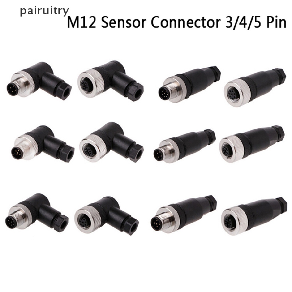 1pc Konektor sensor M12 3 / 4 / 5 pin male / female straight / right angle plug PRT