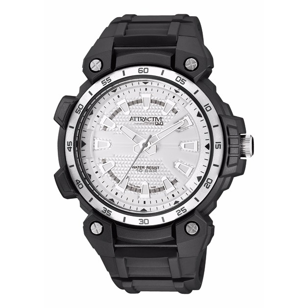 Q&Q QQ Attractive Jam Tangan Pria Karet DG18J003Y Original