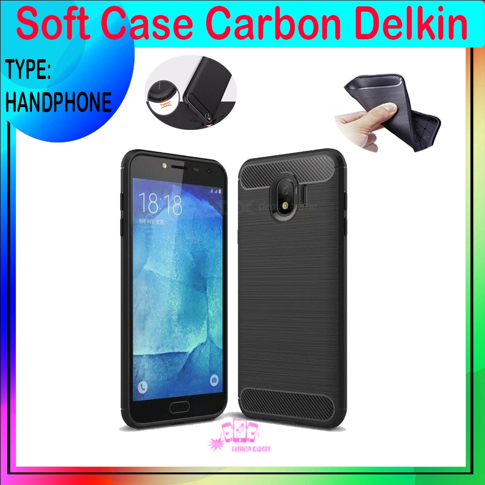 Delkin Silikon Carbon Casing Untuk Samsung A6 / Samsung A6 Plus / Samsung J4 2018 / Samsung J6 2018 / Samsung J7 Duo Silicone Soft Case Karbon Fiber TPU Kesing Hp Kasing Handphone Cesing Karet Lentur Softshell Softcase Unik keren