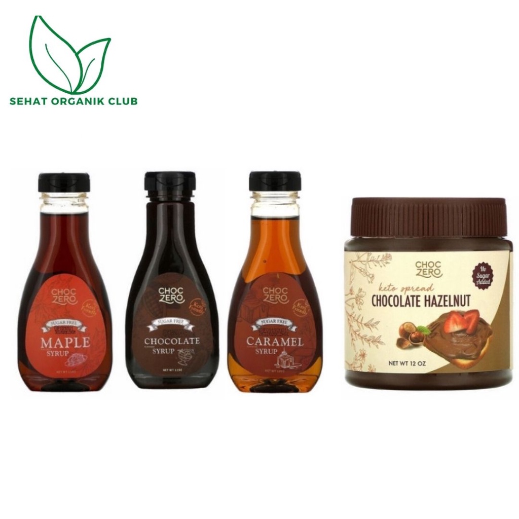 ChocZero Maple Syrup Sugar Free Keto friendly ; Chocolate Syrup ; Caramel Syrup 12 Oz ; Keto Spread 