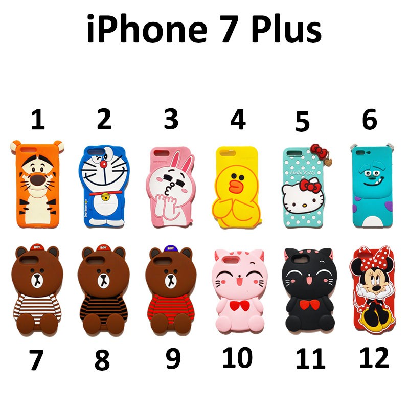 Silikon 3D karakter IPHONE 7 PLUS silikon tebal karakter lucu / case anak anak warna biru / pelindung hp