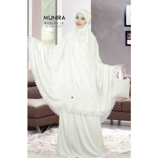 MUNIRA MUKENA18 BW/PUTIH MUKENA BAHAN RAYON SATIN LUXURY MUKENA PUTIH CANTIK ADEM BAHAN RAYON