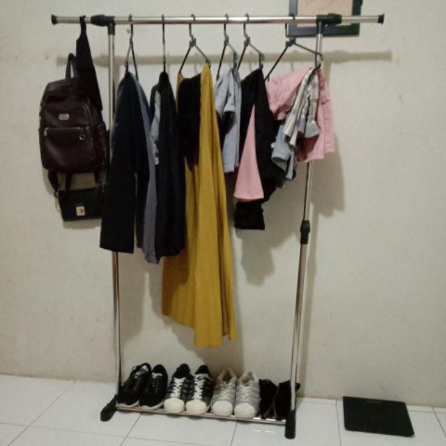 SHENAR RAK GANTUNGAN BAJU SERBAGUNA PORTABLE / STAND HANGER BAJU TOPI TAS /JEMURAN GANTUNG / SINGLE STAND HANGER