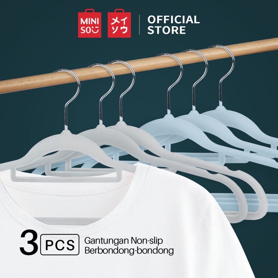 MINISO Gantungan Baju Plastik Anti Slip Hanger Clothes 3 pcs
