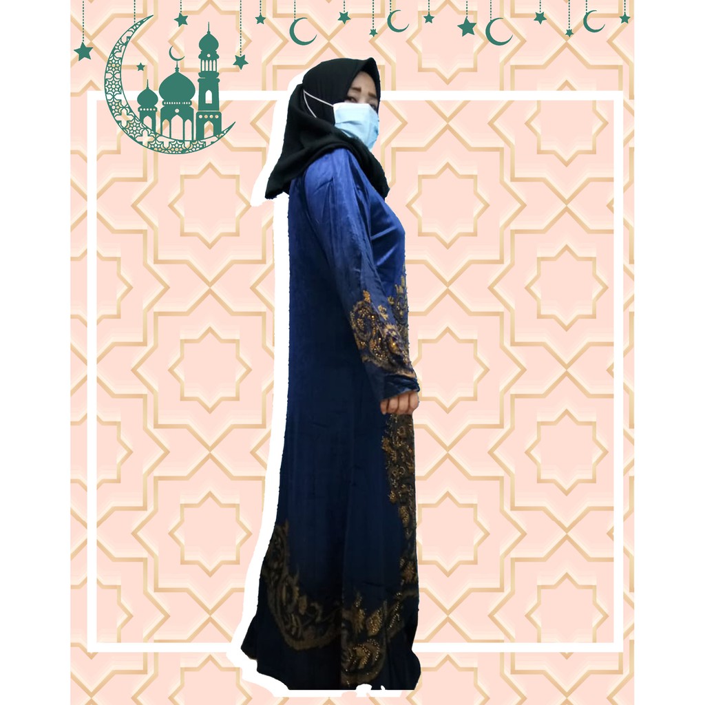 Gamis Beludru Biru Dongker