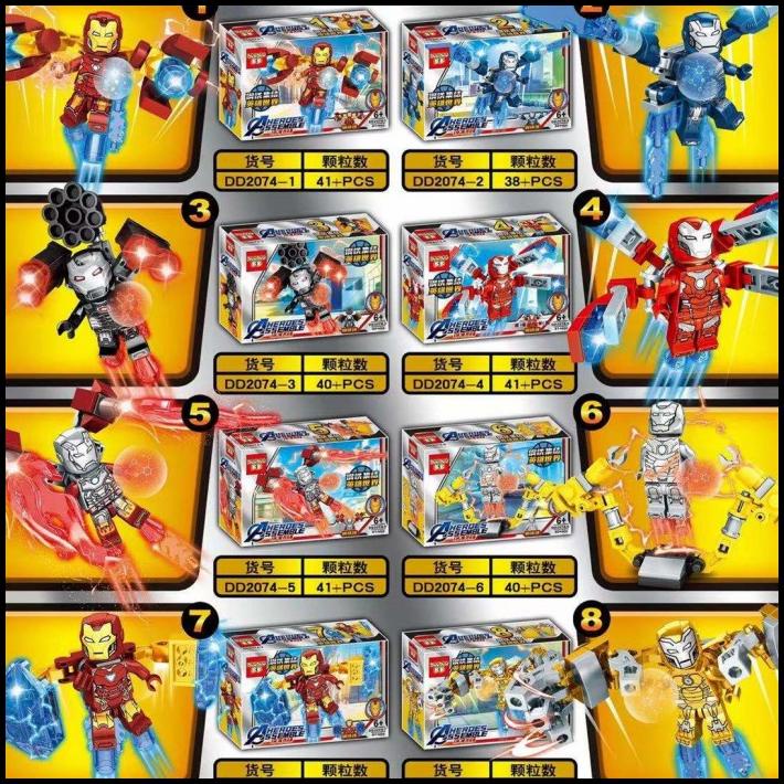 Lego Iron Man + Senjata + Aksesoris 8 Box Ironman Dd207 Lengkap