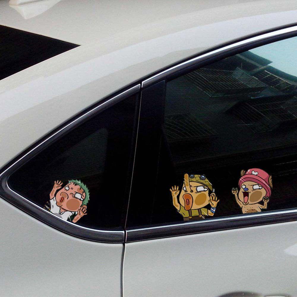 LANFY Stiker Mobil Universal Lucu Luffy Game DIY Kartun Mengintip Aksesoris Styling Mobil