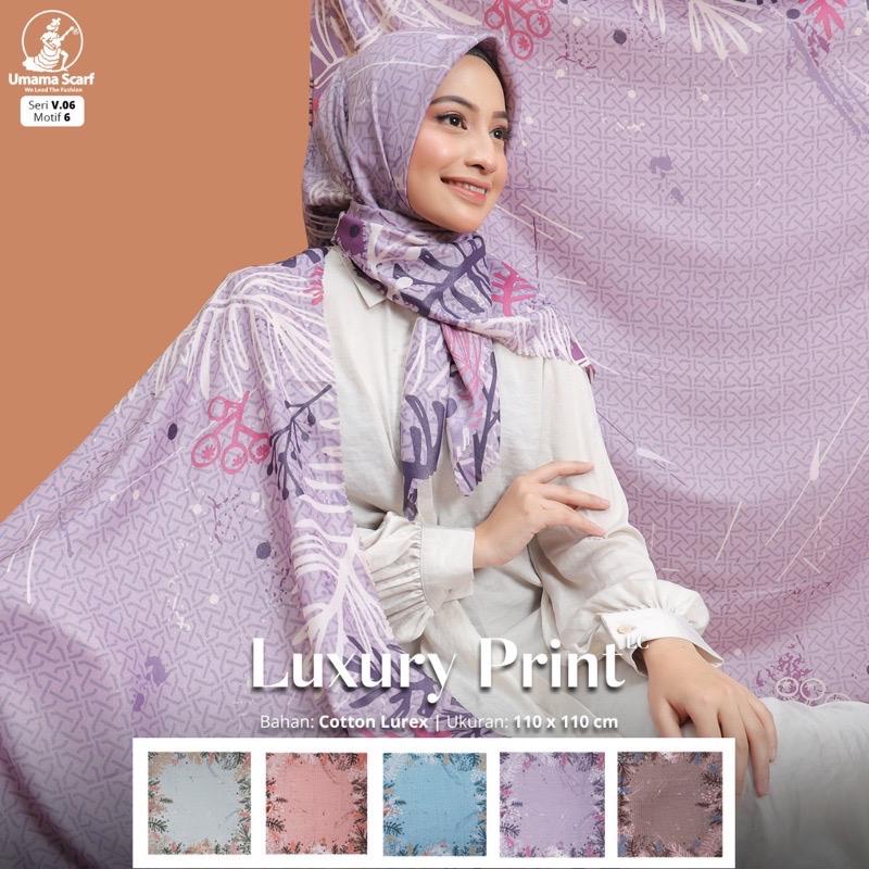 Jilbab Segiempat Glowing Print Motif Luxury Print Lasercut Umama