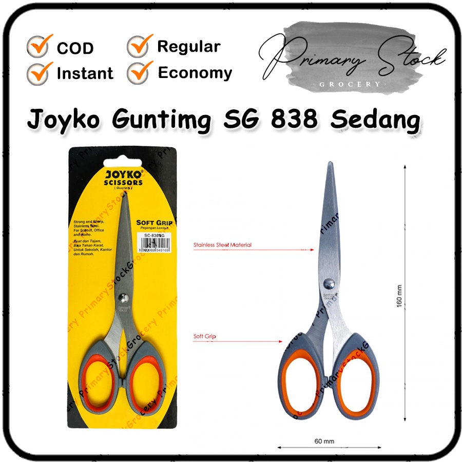 

Gunting Kertas Stainless Joyko Paper Scissors Soft Grip SC-838sg Sedang Tanggung Nanggung SC 838