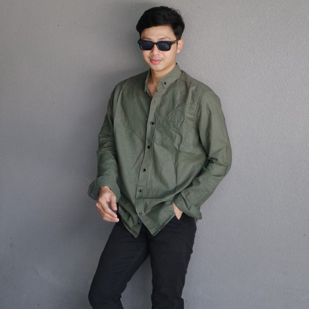 KEMEJA POLOS PANJANG FENNEL GREEN MINT