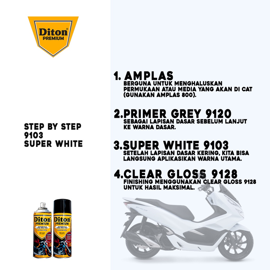 Cat Pilox Diton Premium Super White 9103 400cc warna putih super sepeda motor mobil helm modelkit