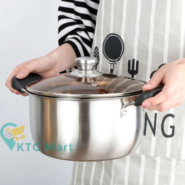 KTCmart - Panci Eropa Set 3in1 Stainless Steel 304 Tutup Kaca Premium Cookware