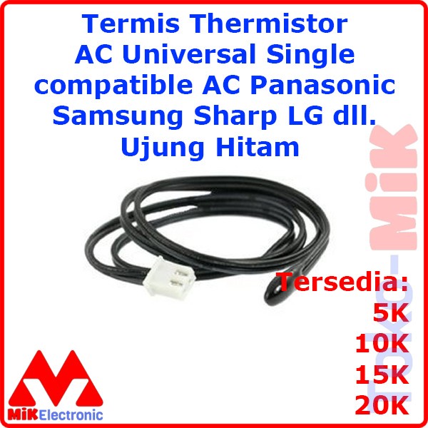 Termis AC Thermistor AC Sensor Suhu AC Probe Single Ujung Hitam NTC