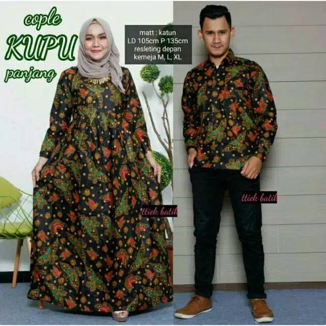 Couple Kupu Panjang / Couple Gamis Batik Cantik / Sarimbit Batik Gamis Modern / Seragam Kantor