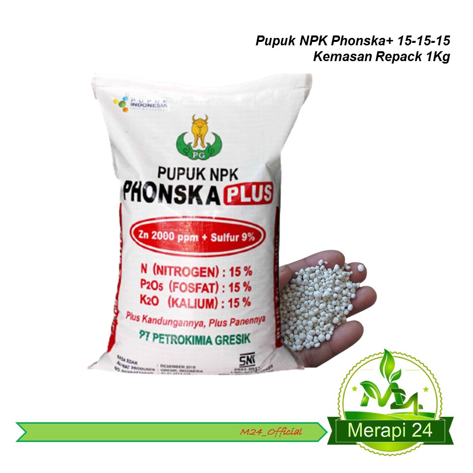 Pupuk NPK Phonska Plus 15-15-15 Non Subsidi Kemasan Repack 1Kg