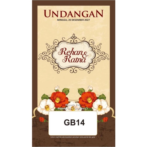 

( Cetak ) Undangan GB 14 Murah