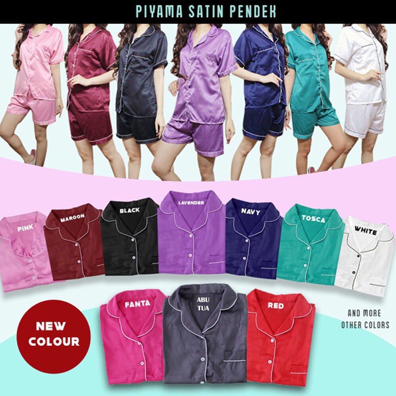 SATIN SHORT - PAJAMAS Collection Piyama Setelan Wanita Murah