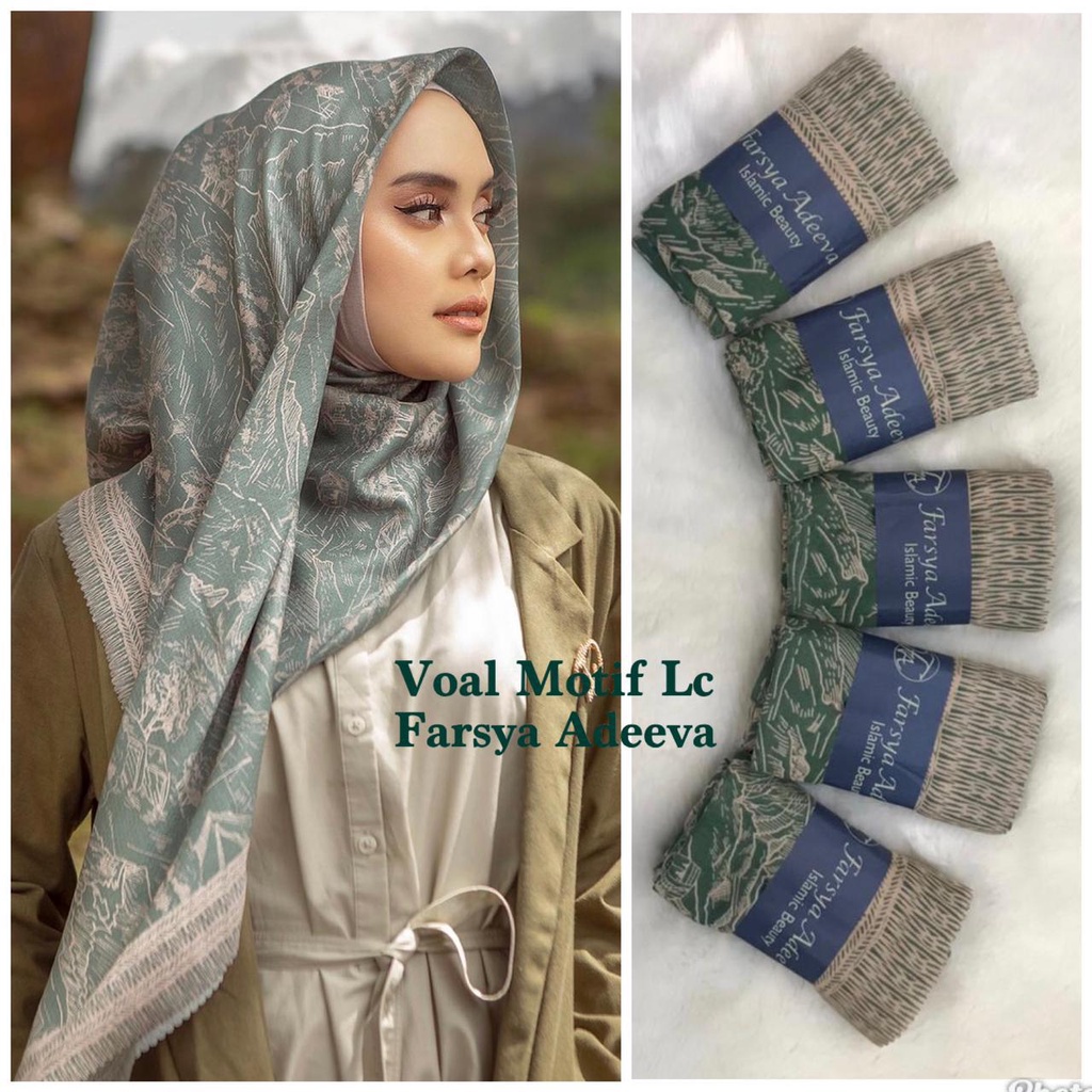Kerudung Segi Empat Motif Deenay Adeeva Lasercut Hijab Segiempat Denay Jilbab Motif Rumah Hija'b-FUJI GREEN