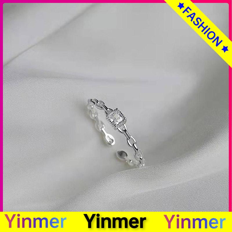 COD✨ Cincin Berlian Persegi Model Terbuka Untuk Wanita-Yinmer