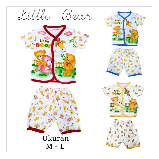 SETELAN BAJU ANAK PEREMPUAN 1-2 TAHUN LITTLE BEAR LENGAN PENDEK CELANA PENDEK