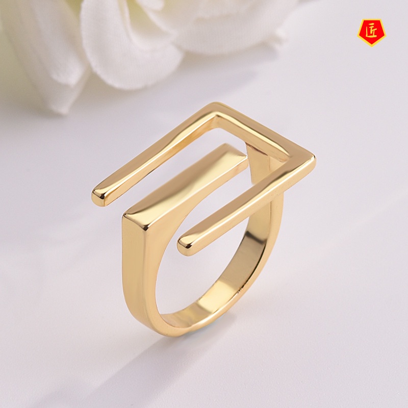 [Ready Stock]Niche Geometric Gold Ring Women's Fashion Personality