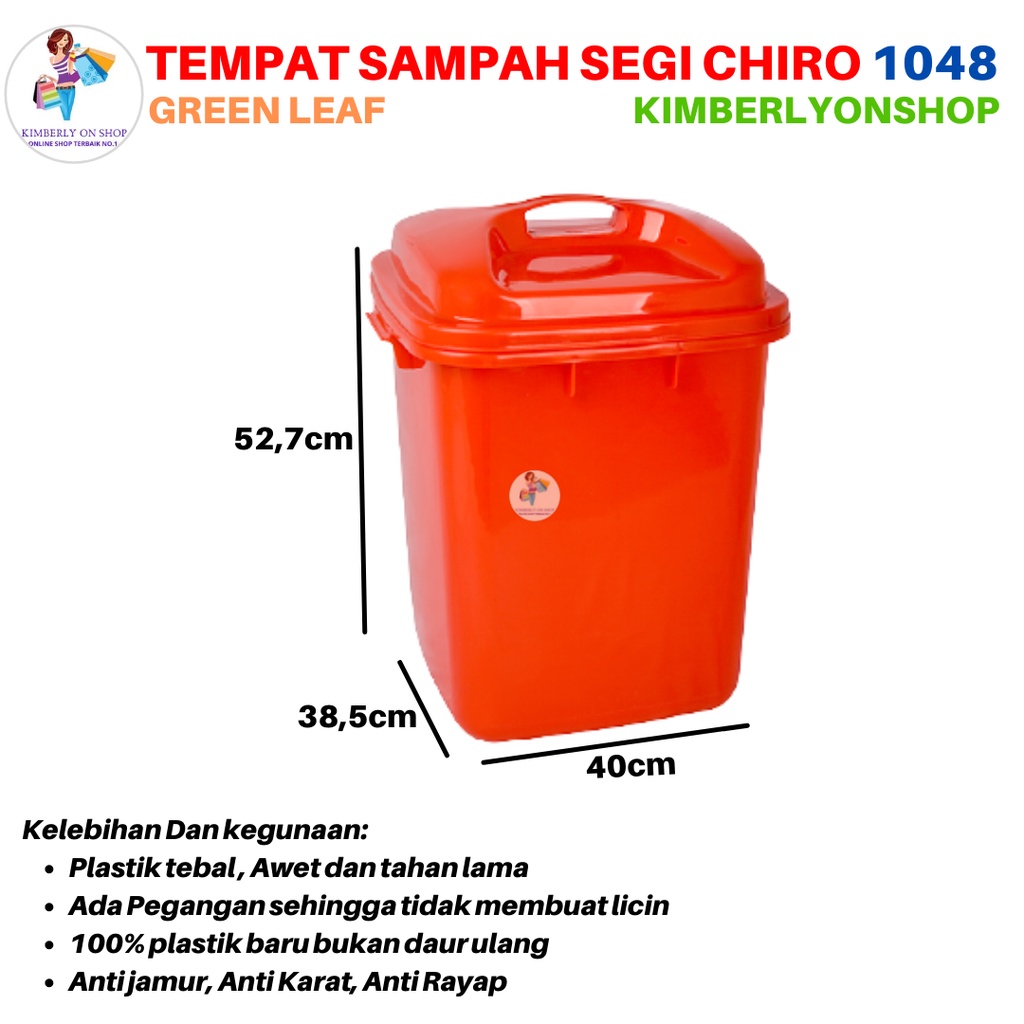 Tempat Sampah Segi Chiro 48 Liter 1048 Green Leaf