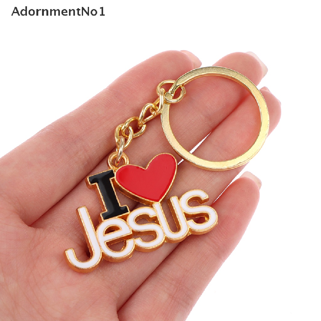 (AdornmentNo1) 1pc Gantungan Kunci Mobil Motif Tulisan I Love Jesus