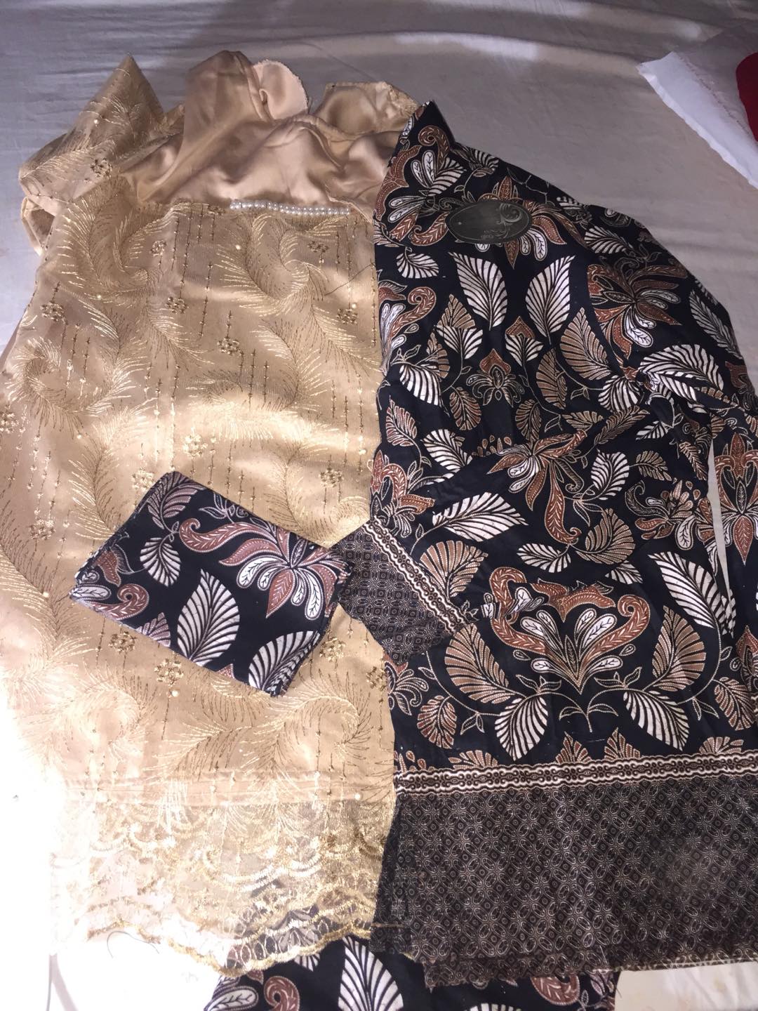 Batik Couple Nadia  Selendang Mutiara Sania Ruffle - Adila Couple Brokat Modern Batik Modern - Bs066