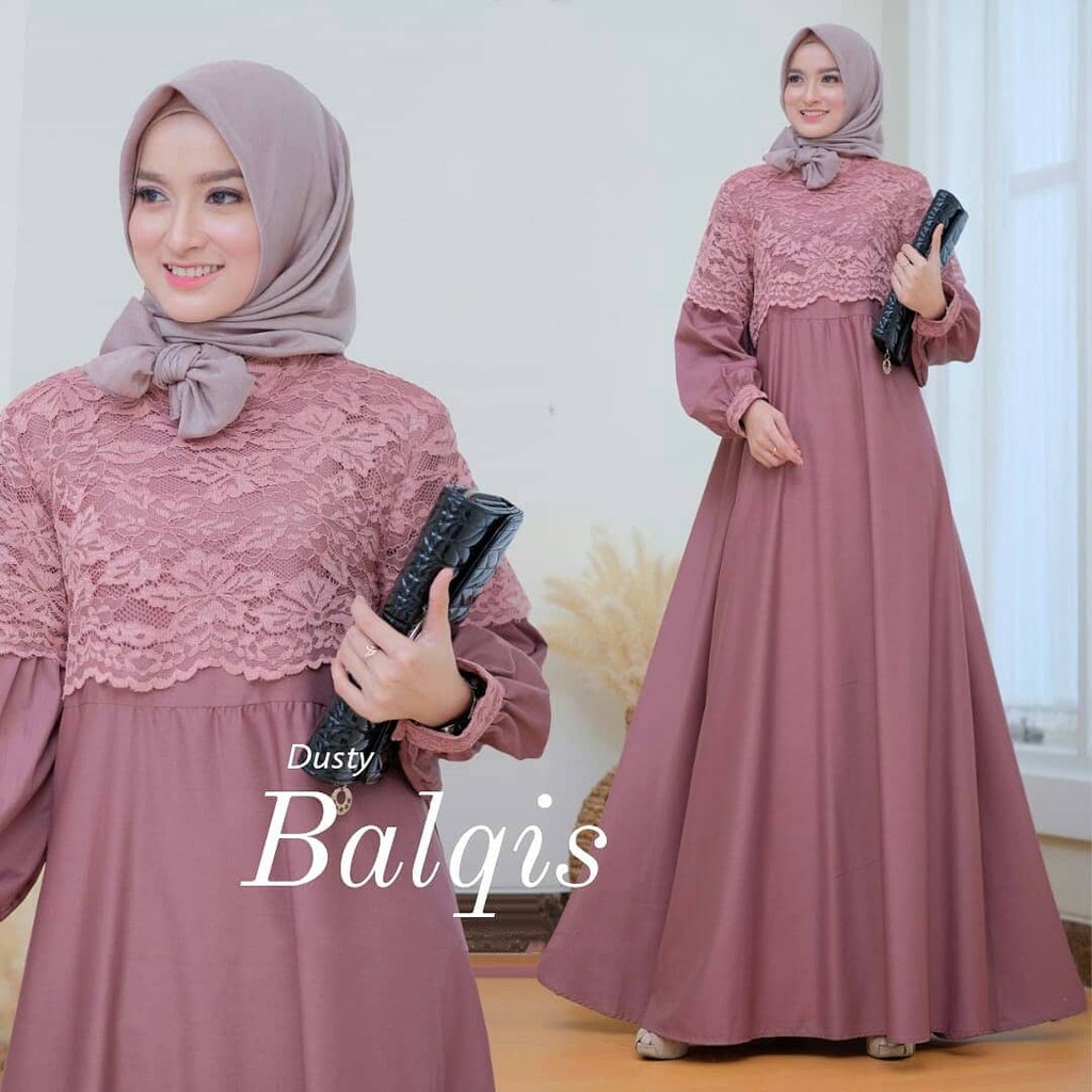 Balqis Maxy Gamis Maxi Brukat Fashion Muslim Wanita Terlaris