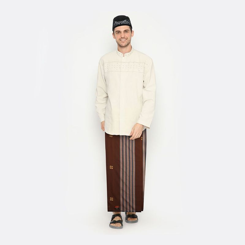 Sarung ATLAS Premium 770 Songket Coklat Abu
