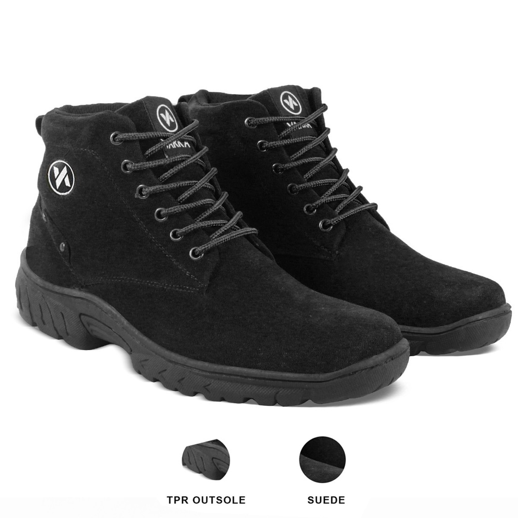 Sepatu Boots Pria V 4797 Brand Varka Sepatu Sneakers Outdoor Trekking Kuliah Kerja Hangout Trendi Berkualitas Warna Hitam