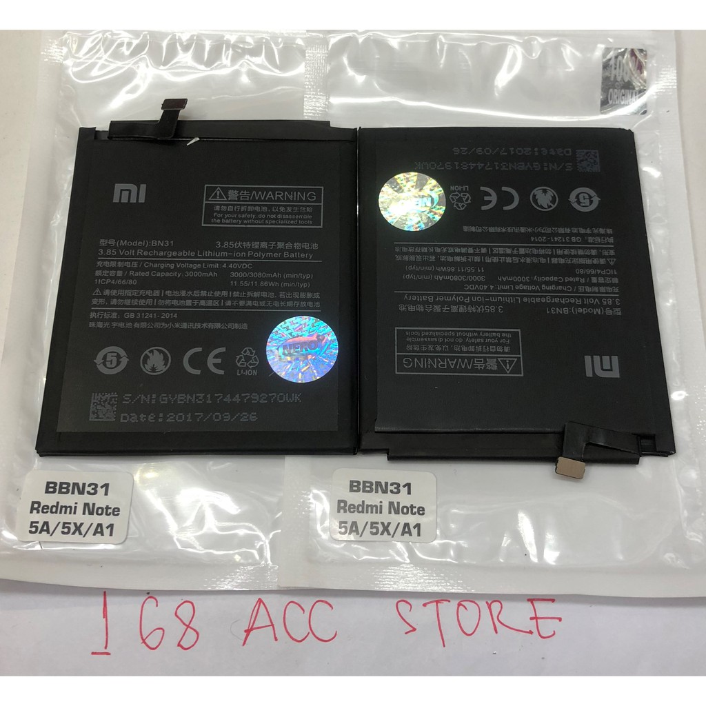 BATERAI XIAOMI REDMI NOTE 5A / XIAOMI REDMI 5X / XIAOMI MI A1 BN31 ORI OEM