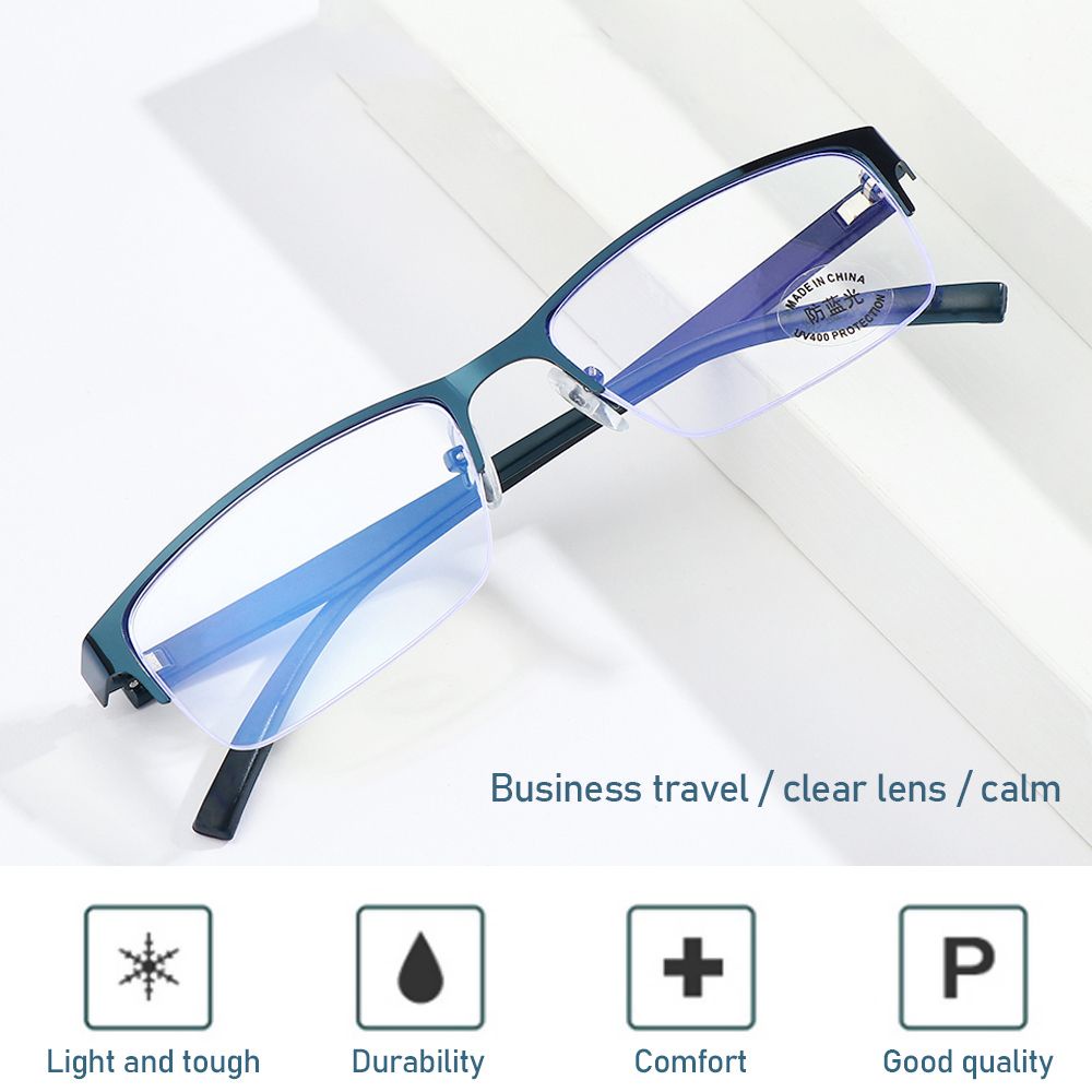 ROW Fashion Business Eyeglasses Classic Anti-Blue Light Ultra Light Glasses Men Half Frame Simple Vintage Eye Protection/Multicolor