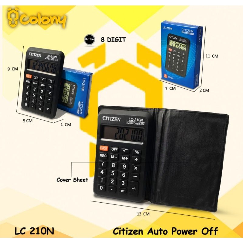 

Citizen CT210N Kalkulator Calculator Calkulator Kakulator Digital Dagang Sekolah Kantor 8 Digit Matematika Berhitung Belajar Alat Tulis Murah Bagus Awet Mini Saku Kecil Besar Jumbo Asli Ori Original